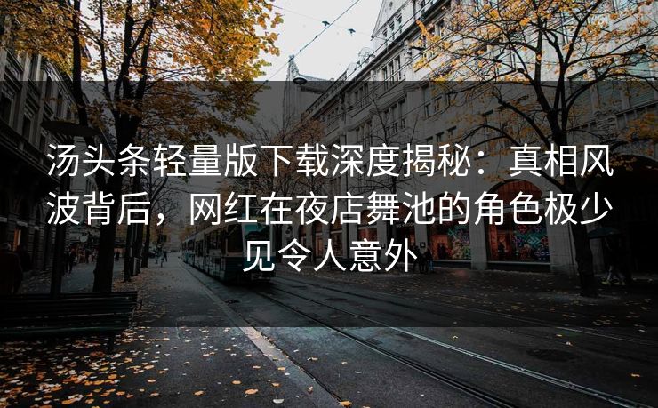 汤头条轻量版下载深度揭秘：真相风波背后，网红在夜店舞池的角色极少见令人意外