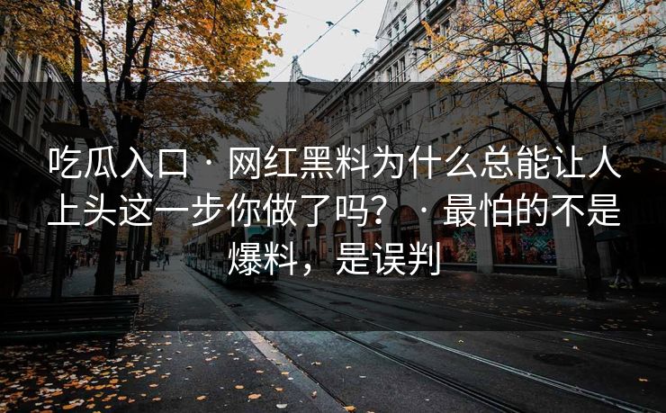 吃瓜入口 · 网红黑料为什么总能让人上头这一步你做了吗？ · 最怕的不是爆料，是误判